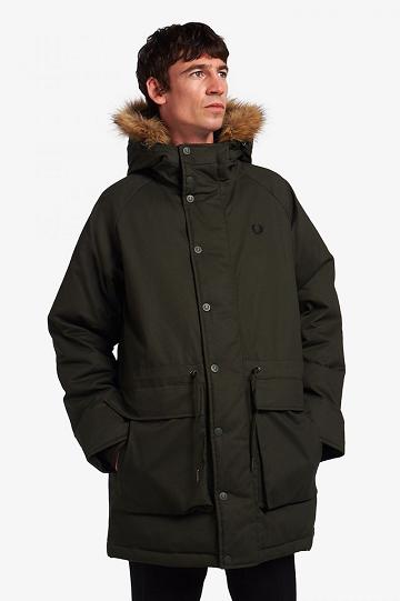 Pánské Bundy Fred Perry Polstrovaný Waxed Bavlněné Zelene | CZ 1827RVDW